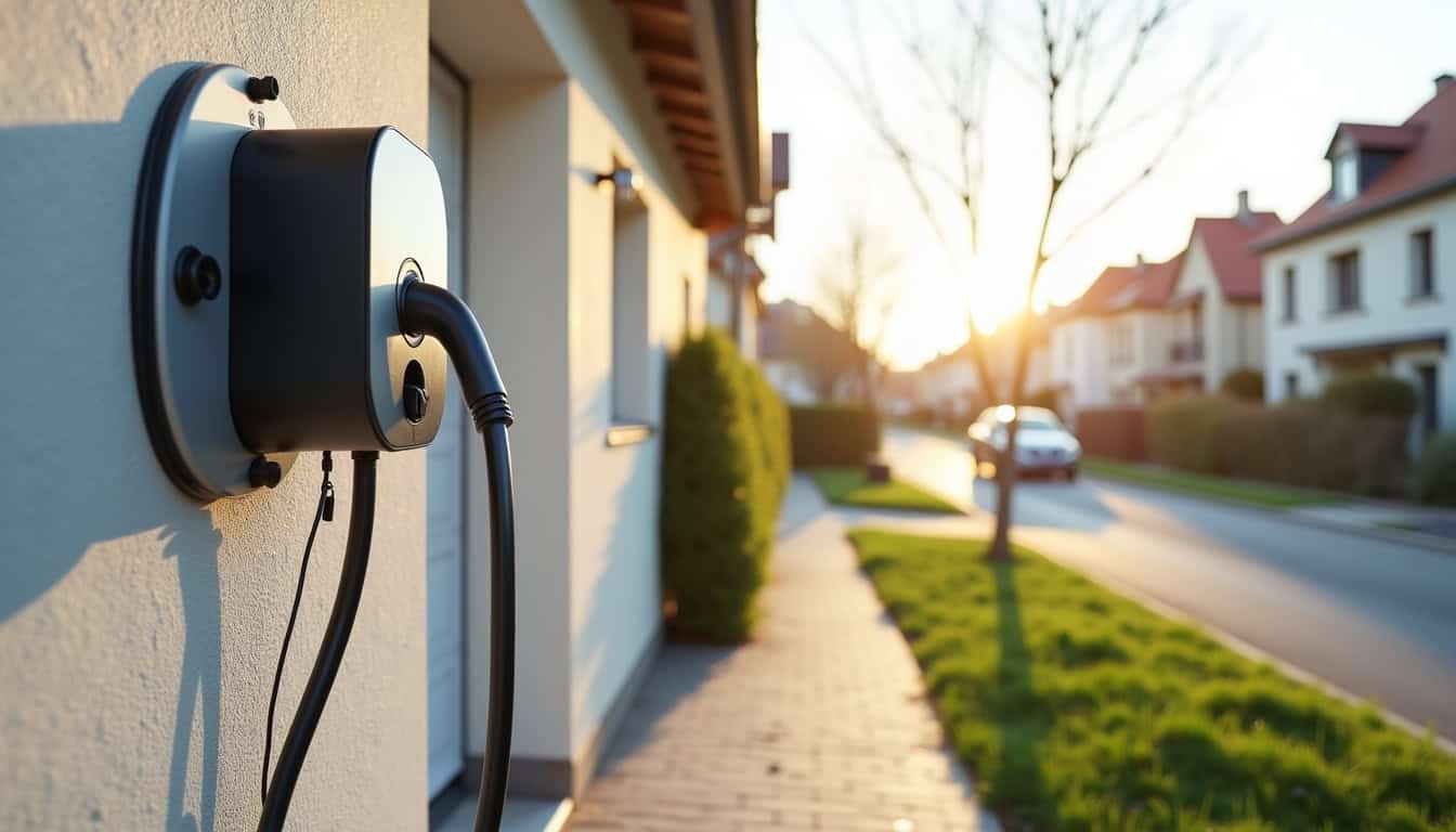Borne de recharge électrique installée devant une maison à Nomexy