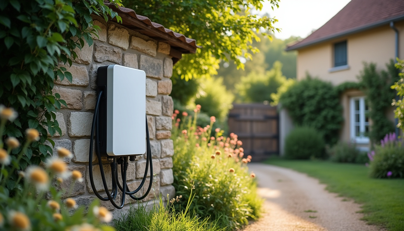 Borne de recharge électrique installée devant une maison à Saint-Romain-Lachalm