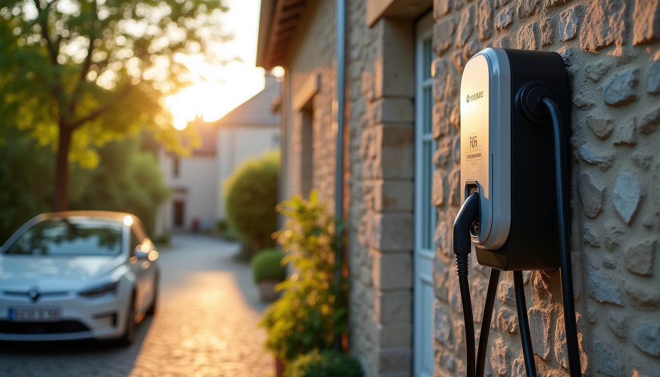 Borne de recharge électrique installée devant une maison à Toulenne