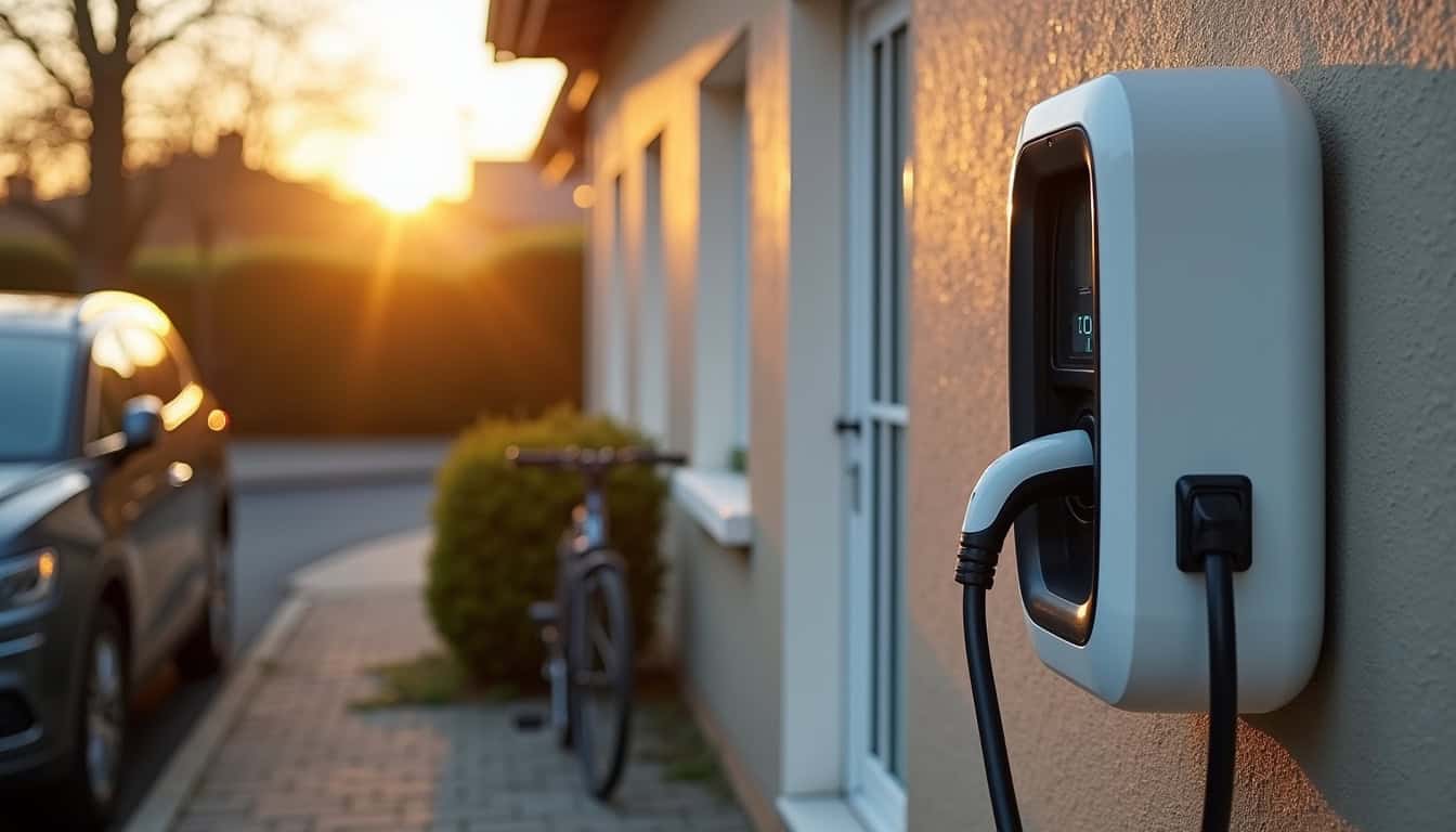 Borne de recharge électrique installée devant une maison à Villiers-sur-Orge