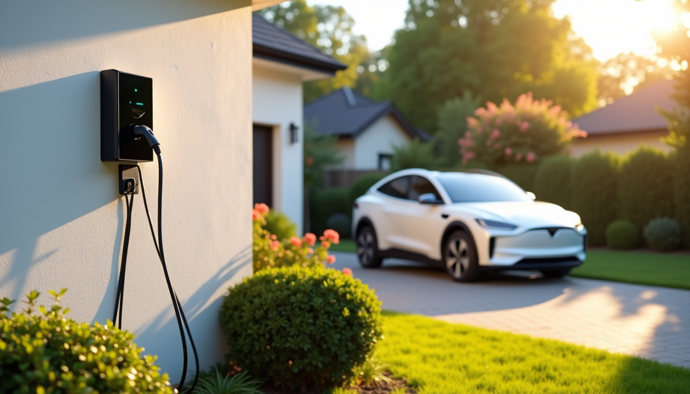 Borne de recharge électrique installée devant une maison individuelle à Troisfontaines
