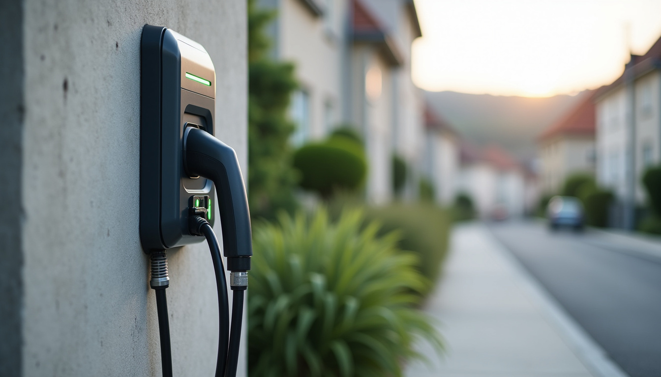 Borne de recharge électrique installée en extérieur à Jouy-le-Moutier