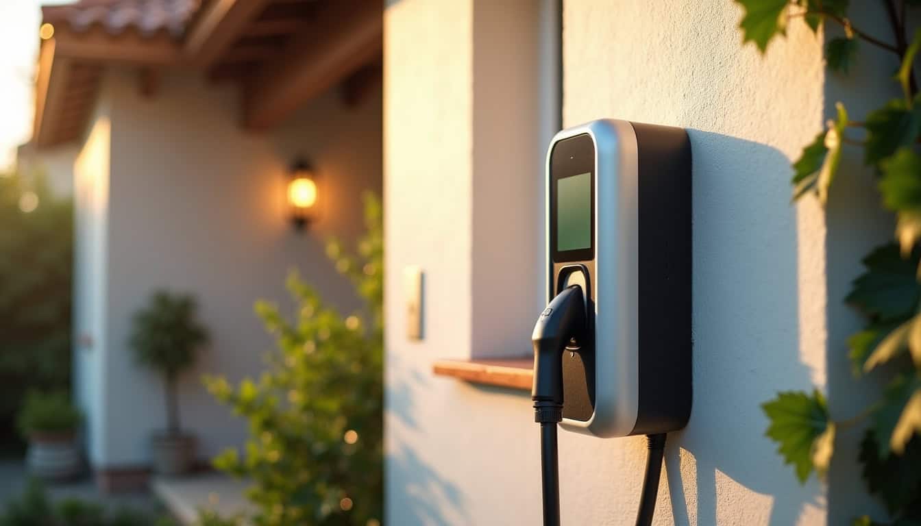 Borne de recharge électrique installée sur la façade d'une maison à Clairac