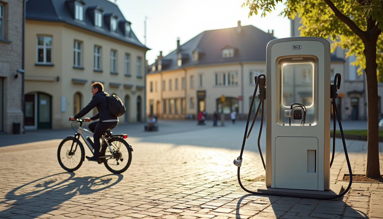 Borne de recharge électrique installée sur la place Jeanne d’Arc à Chantonnay