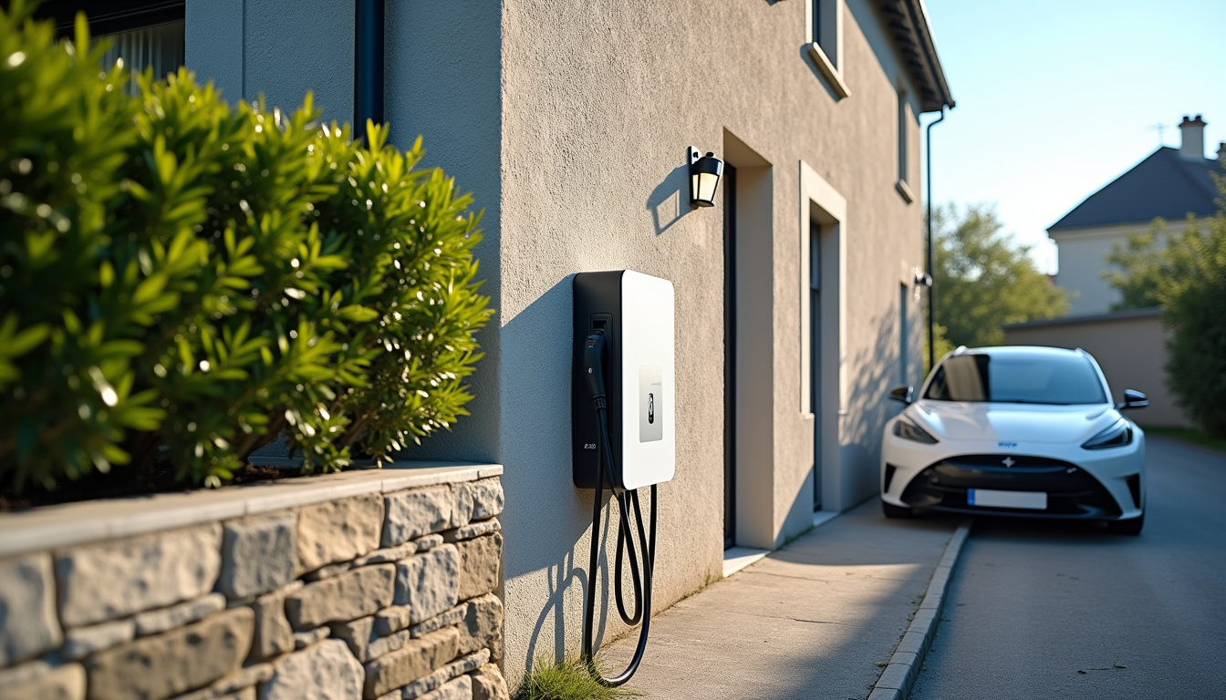 Borne de recharge électrique installée sur la Rue Charles de Gaulle à La Forêt-Fouesnant