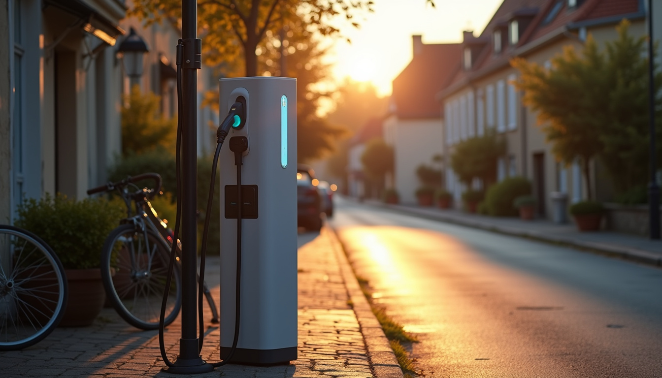 Borne de recharge électrique installée sur la rue des Chevaliers à Oissery