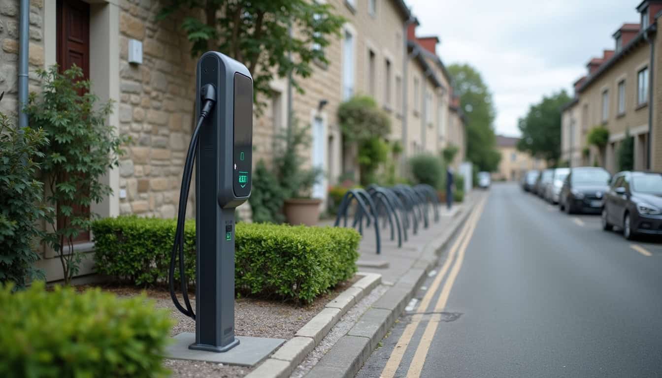 Borne de recharge électrique installée sur la rue Maurice à Saint-Méen-le-Grand