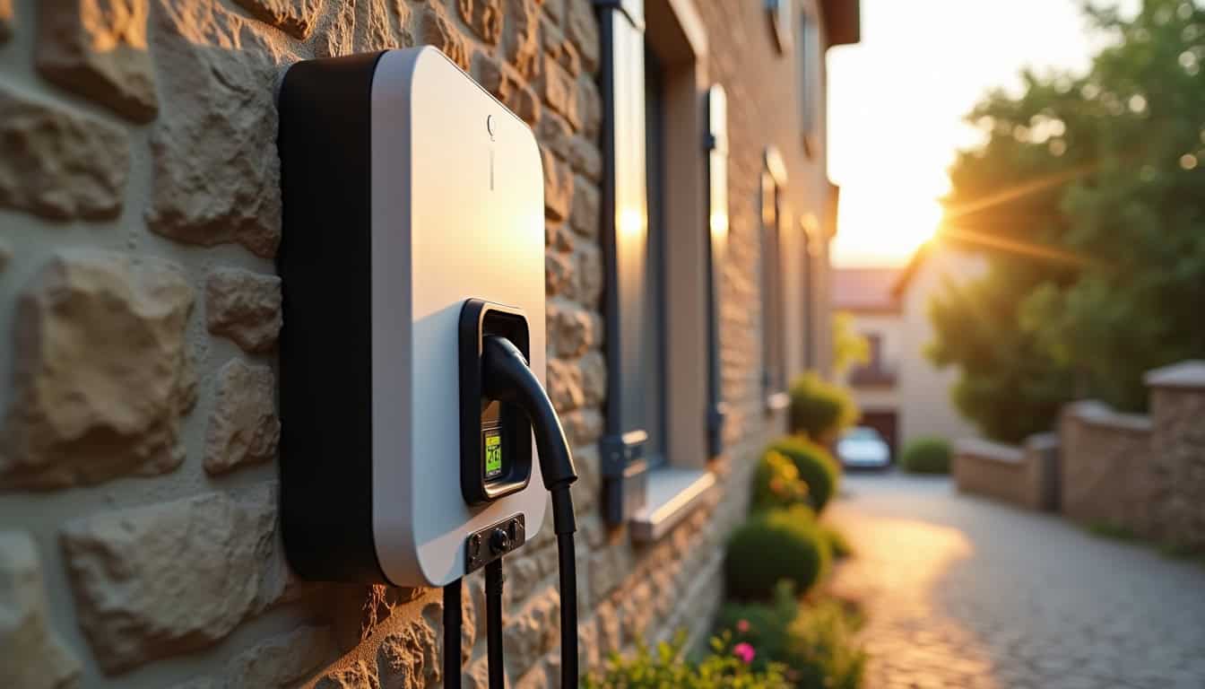 Borne de recharge électrique installée sur une façade à Lisle-sur-tarn