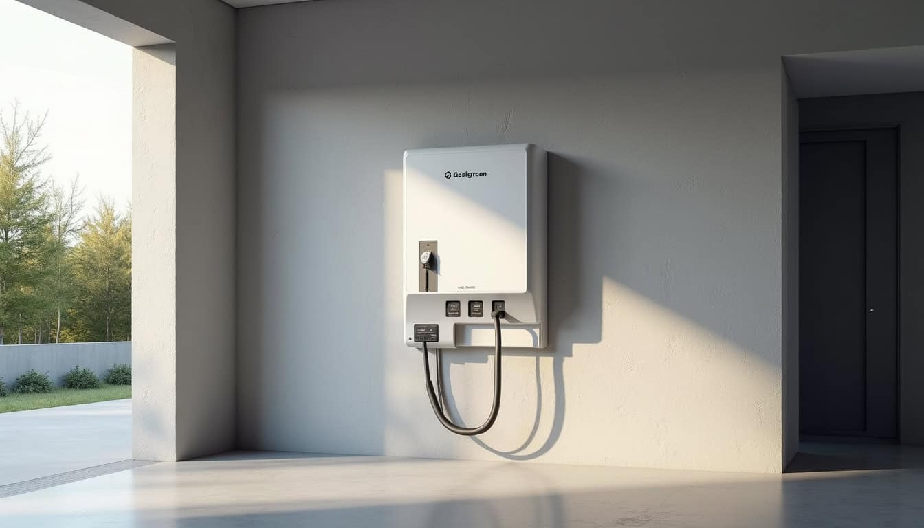 Borne de recharge électrique Legrand installée à l'intérieur d'un garage à Luzillat