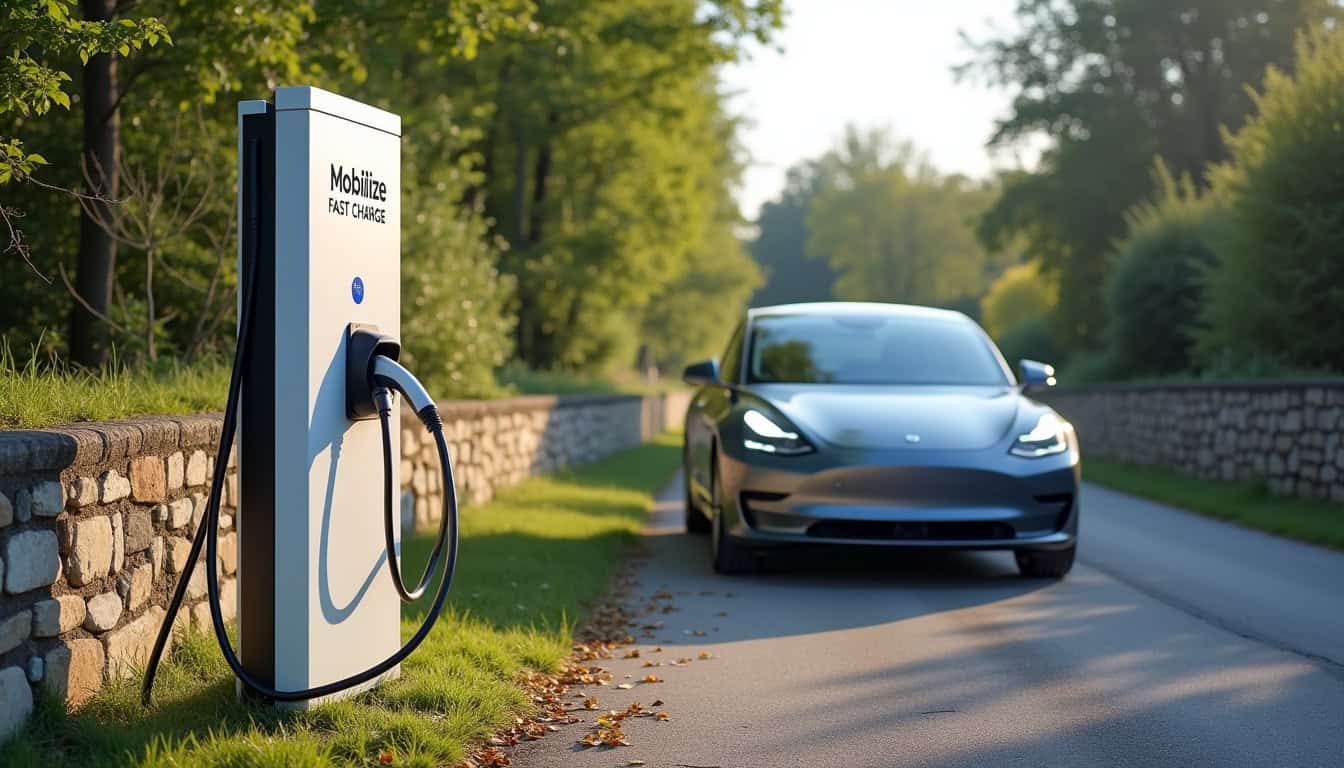 Borne de recharge électrique Mobilize Fast Charge située sur la Route de Lyon à Saulieu