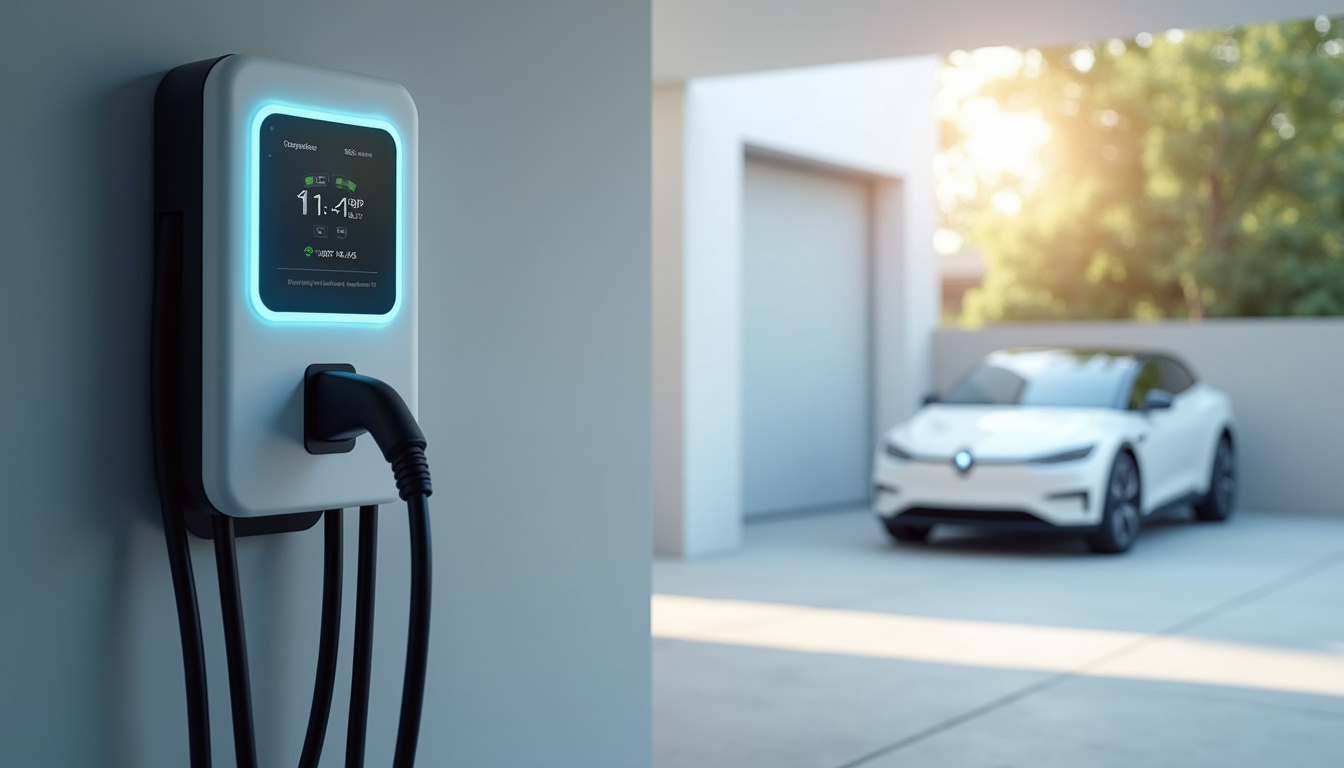 Borne de recharge électrique moderne avec connectivité Wi-Fi et écran digital