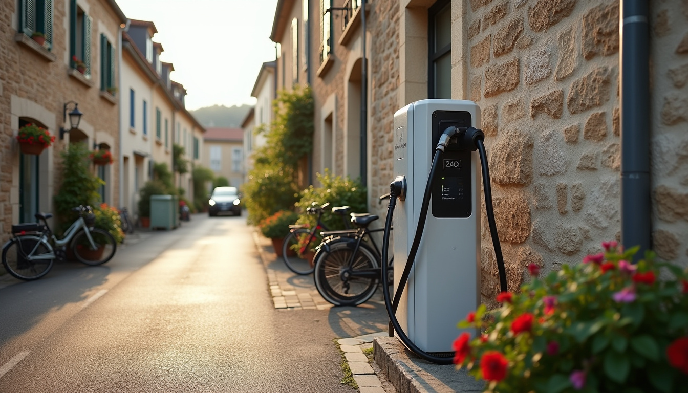 Borne de recharge électrique publique installée sur la voie publique à Loriol-du-Comtat
