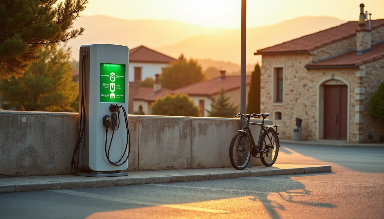 Borne de recharge électrique publique située à Alba-la-Romaine, Ardèche