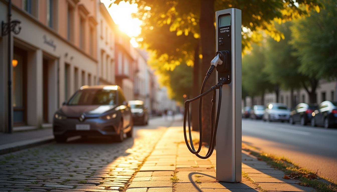 Borne de recharge électrique publique située à Maignelay-Montigny, rue François Mitterrand
