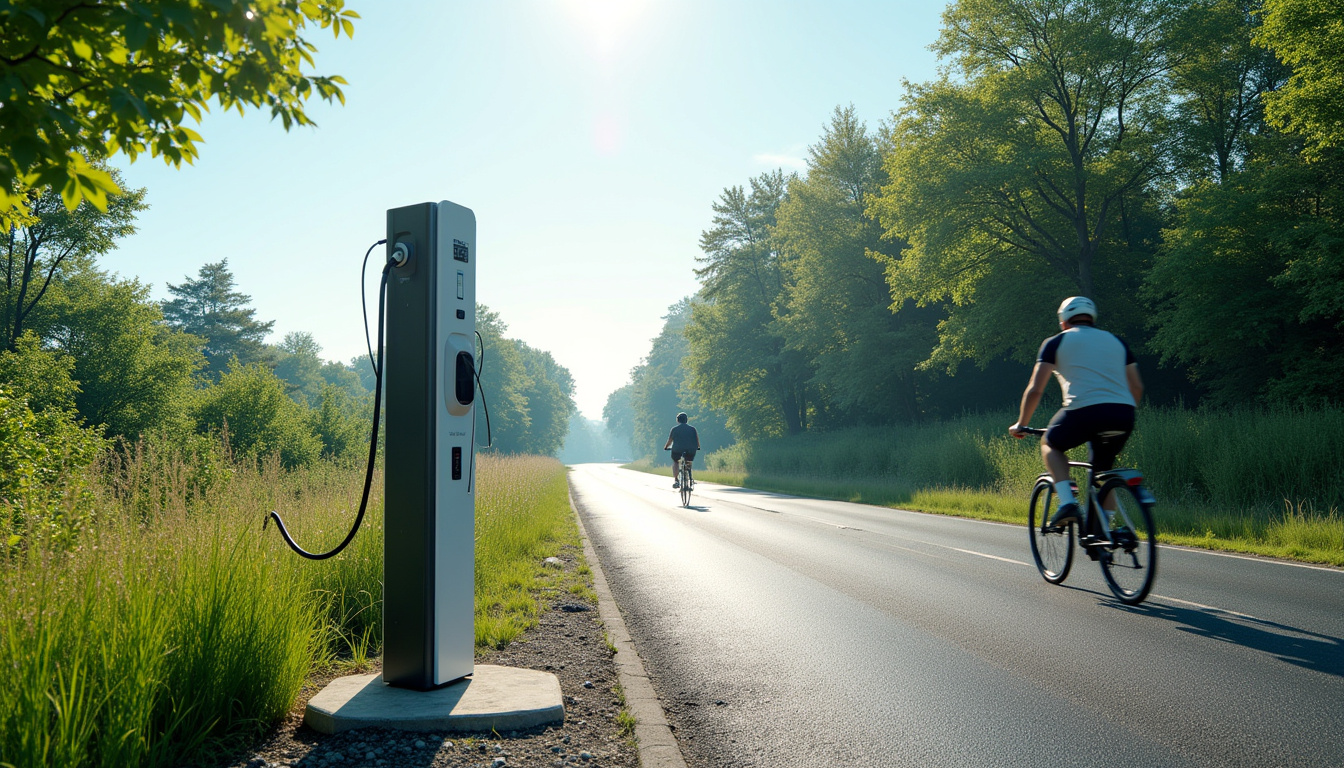 Borne de recharge électrique publique située route de la Verrie à Saint-Aubin-des-Ormeaux