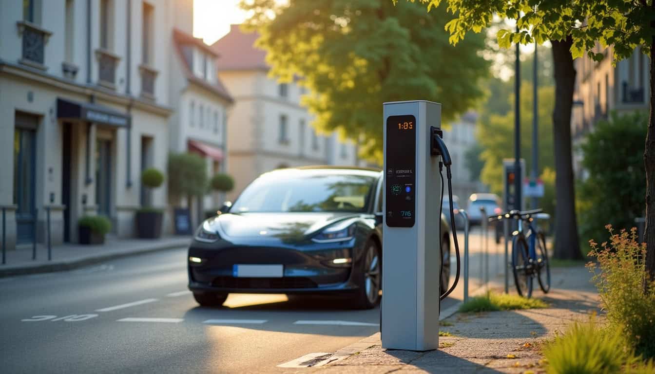 Borne de recharge électrique située avenue Charles de Gaulle à Égletons