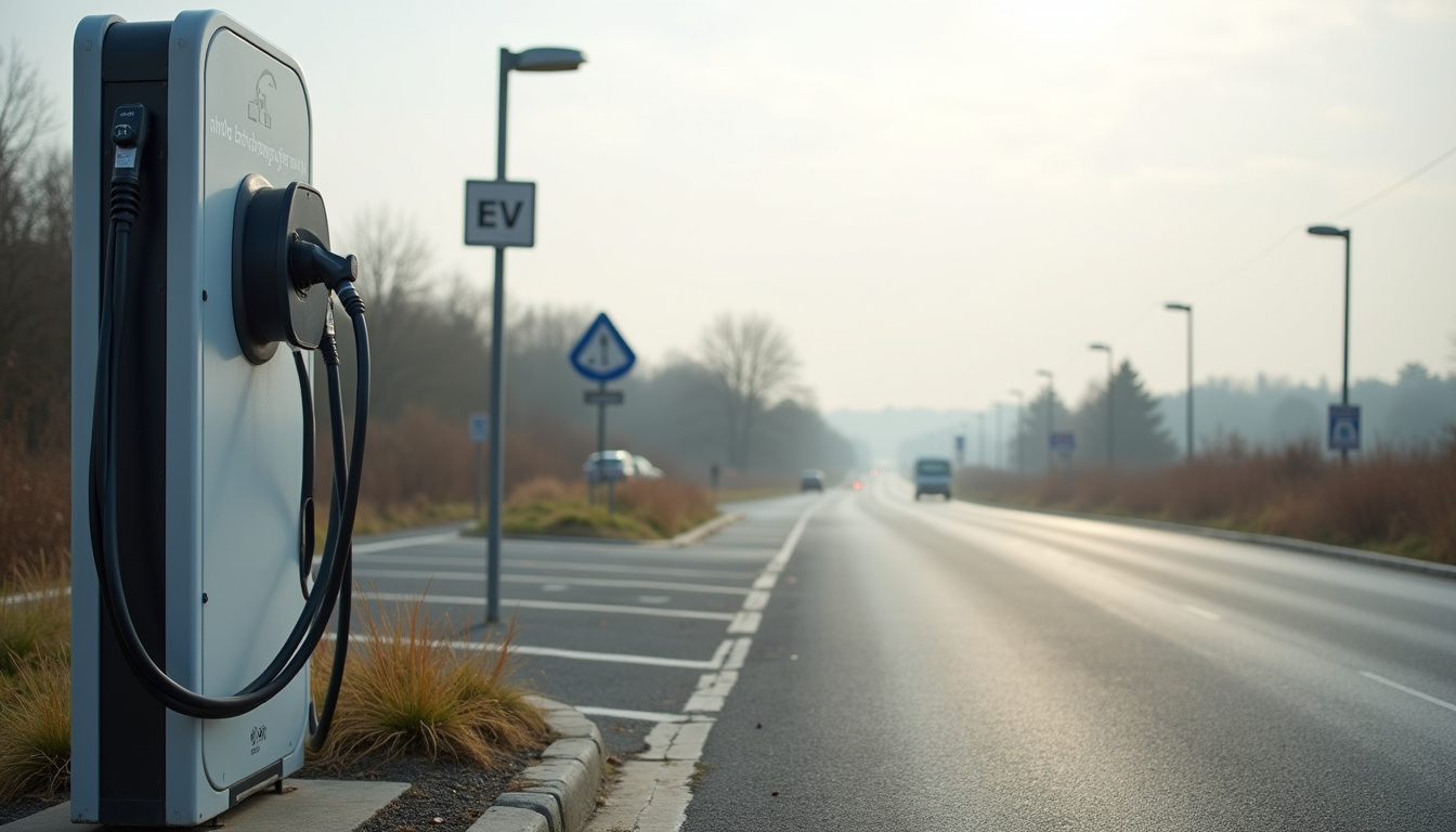 Borne de recharge électrique sur l'aire d'autoroute A11, près de Dampierre