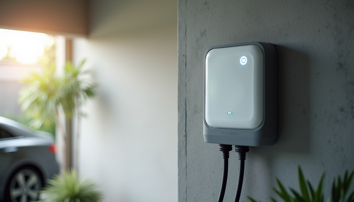 Borne de recharge électrique Wallbox Pulsar Plus installée dans un garage résidentiel
