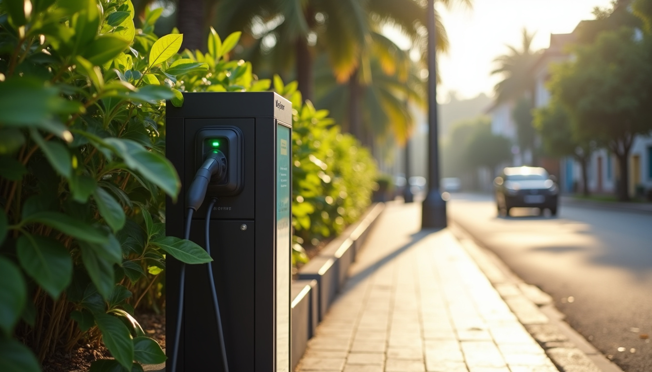 Borne de recharge EZDrive installée sur l'avenue de l'Abbé Grégoire à Basse-Terre