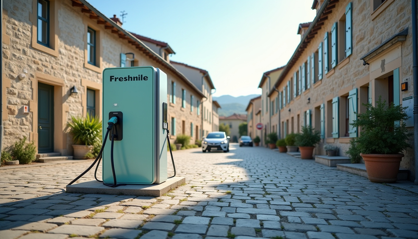 Borne de recharge Freshmile située sur la Haute Place à Gagnières