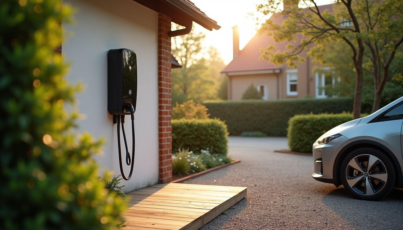 Borne de recharge installée à l’extérieur d’une maison à Saint-Jean-des-Champs