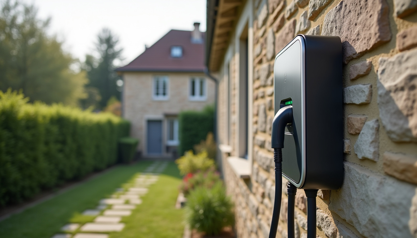 Borne de recharge installée à l'extérieur d'une maison individuelle à Roëzé-sur-Sarthe