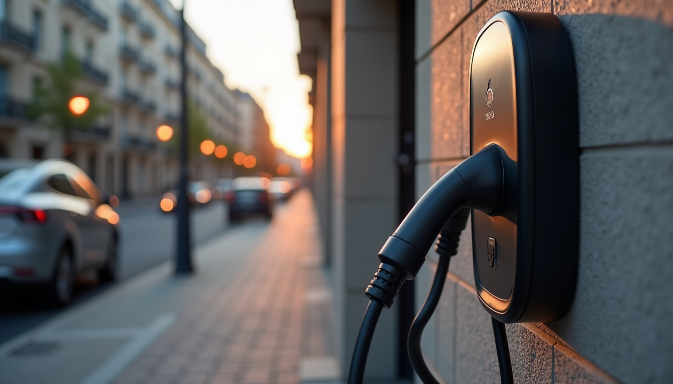 Borne de recharge installée à l'extérieur d'une résidence à Boulogne-Billancourt