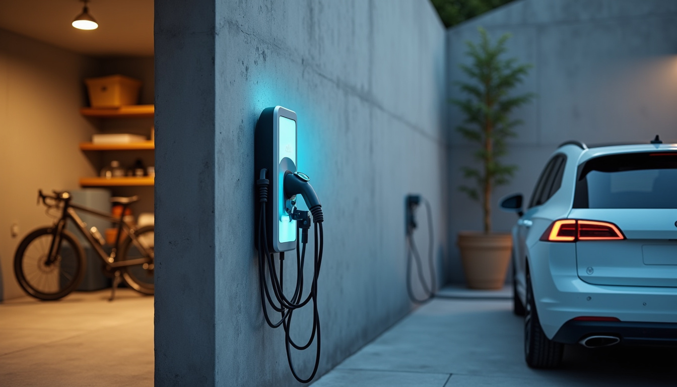 Borne de recharge installée dans un garage à Bruille-Saint-Amand