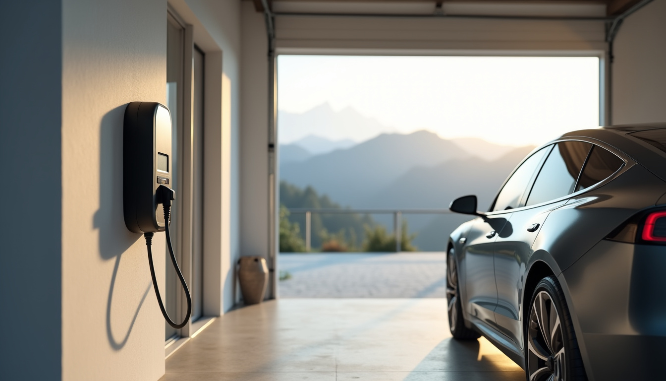 Borne de recharge installée dans un garage à Féternes