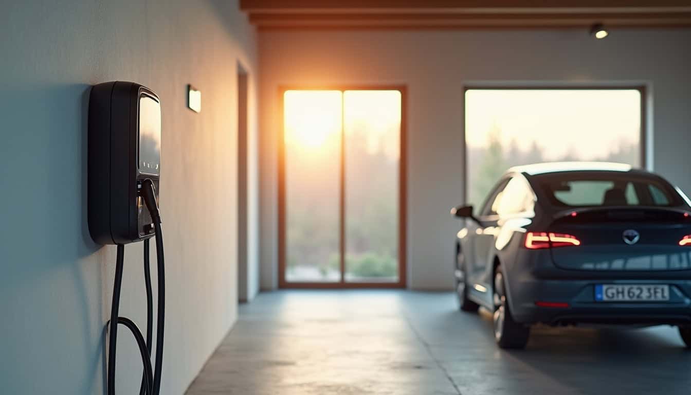 Borne de recharge installée dans un garage à Fors