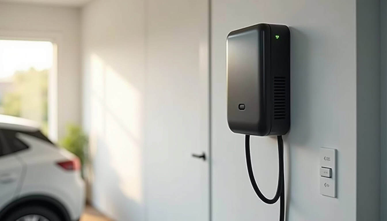 Borne de recharge installée dans un garage de maison individuelle à Ceyreste