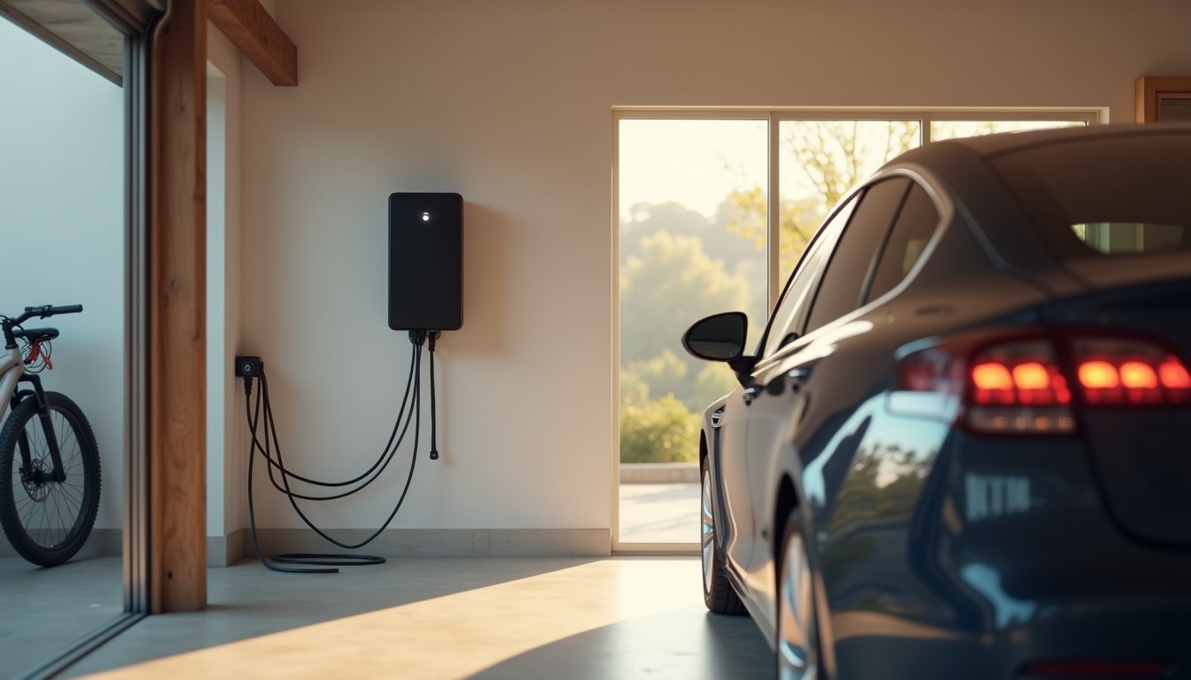 Borne de recharge installée dans un garage individuel à Andernos-les-Bains