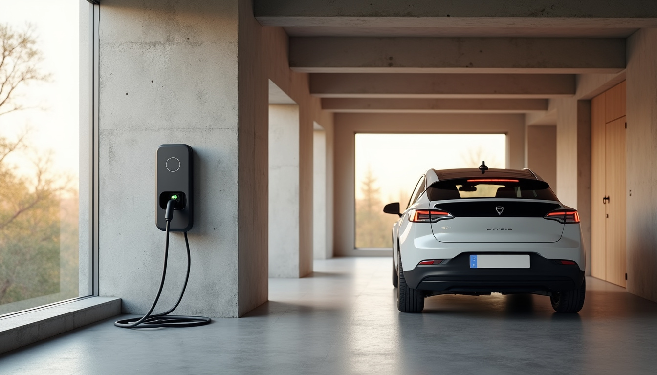 Borne de recharge installée dans un garage individuel à Givonne