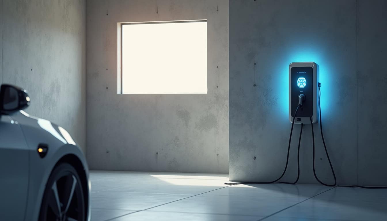 Borne de recharge installée dans un garage privé à Amnéville
