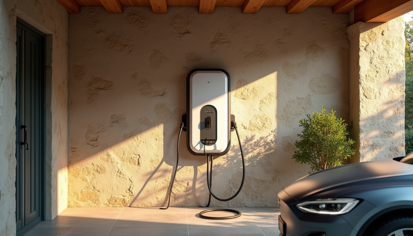 Borne de recharge installée dans un garage privé à Perriers-sur-Andelle