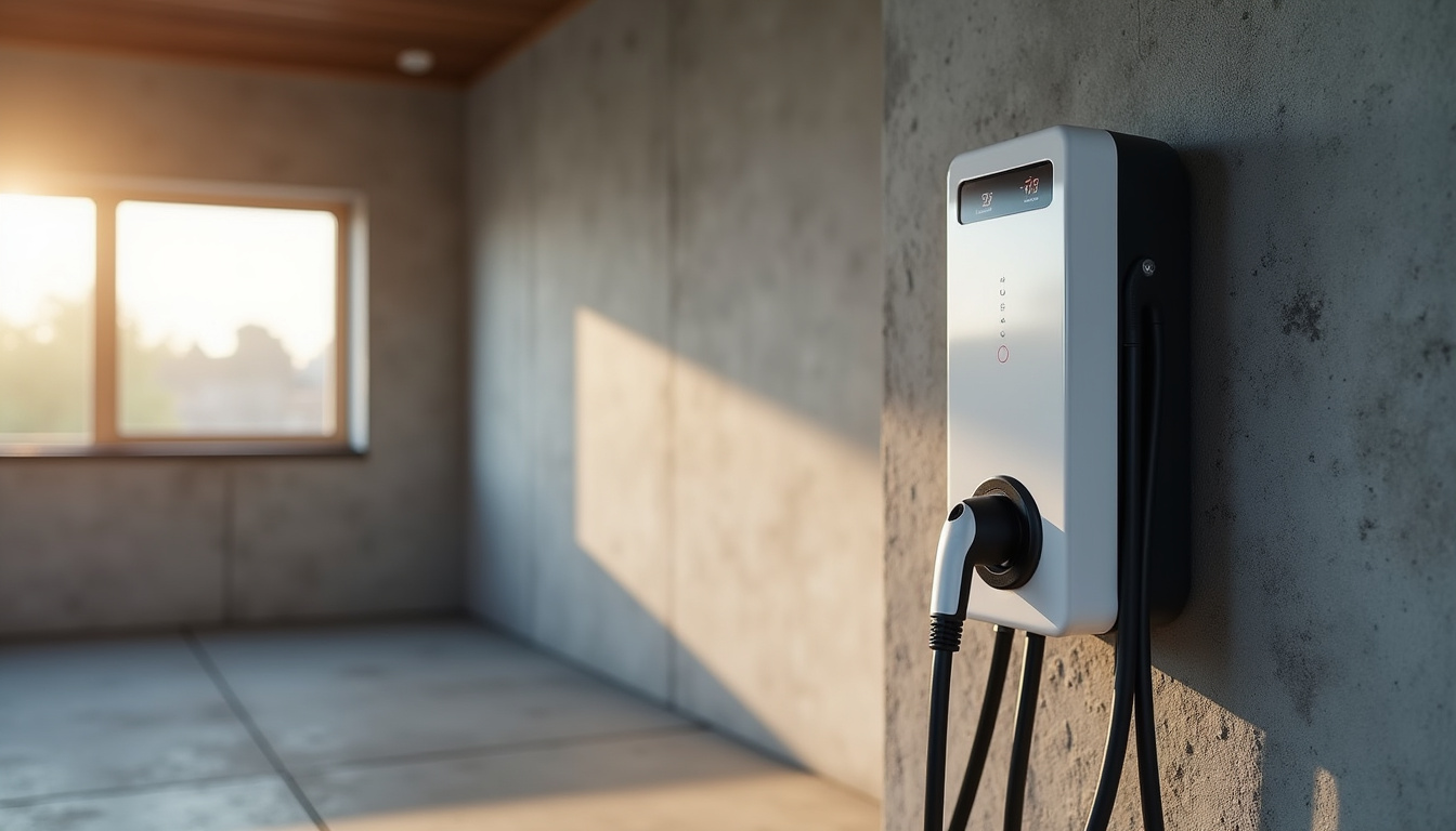 Borne de recharge installée dans un garage privé à Rive-de-Gier