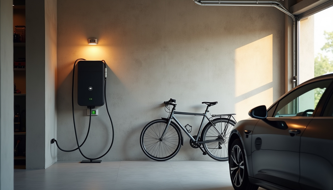 Borne de recharge installée dans un garage privé à Sainte-Foy, près de Lyon