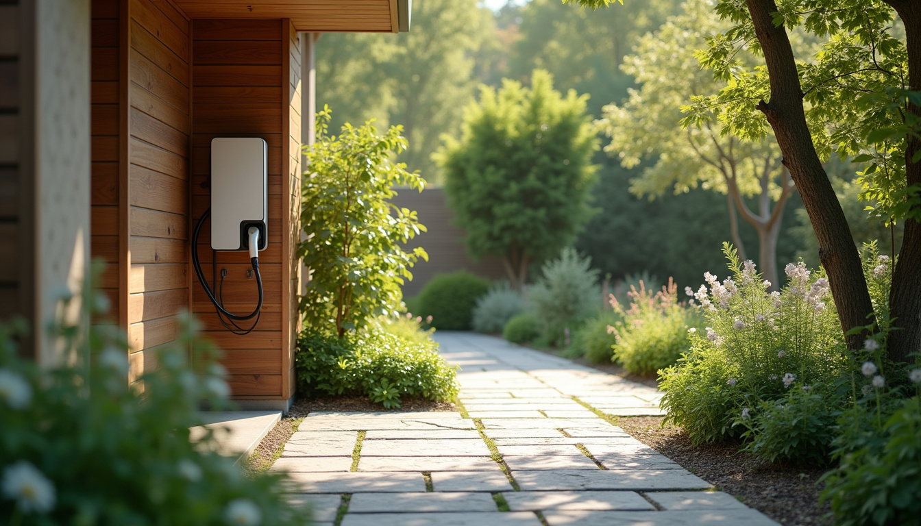 Borne de recharge installée dans un jardin résidentiel à Saint-Médard-d'Eyrans