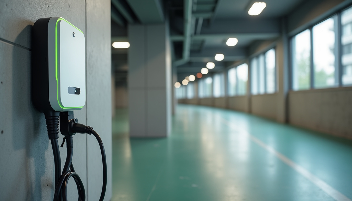 Borne de recharge installée dans un parking collectif à Canteleu