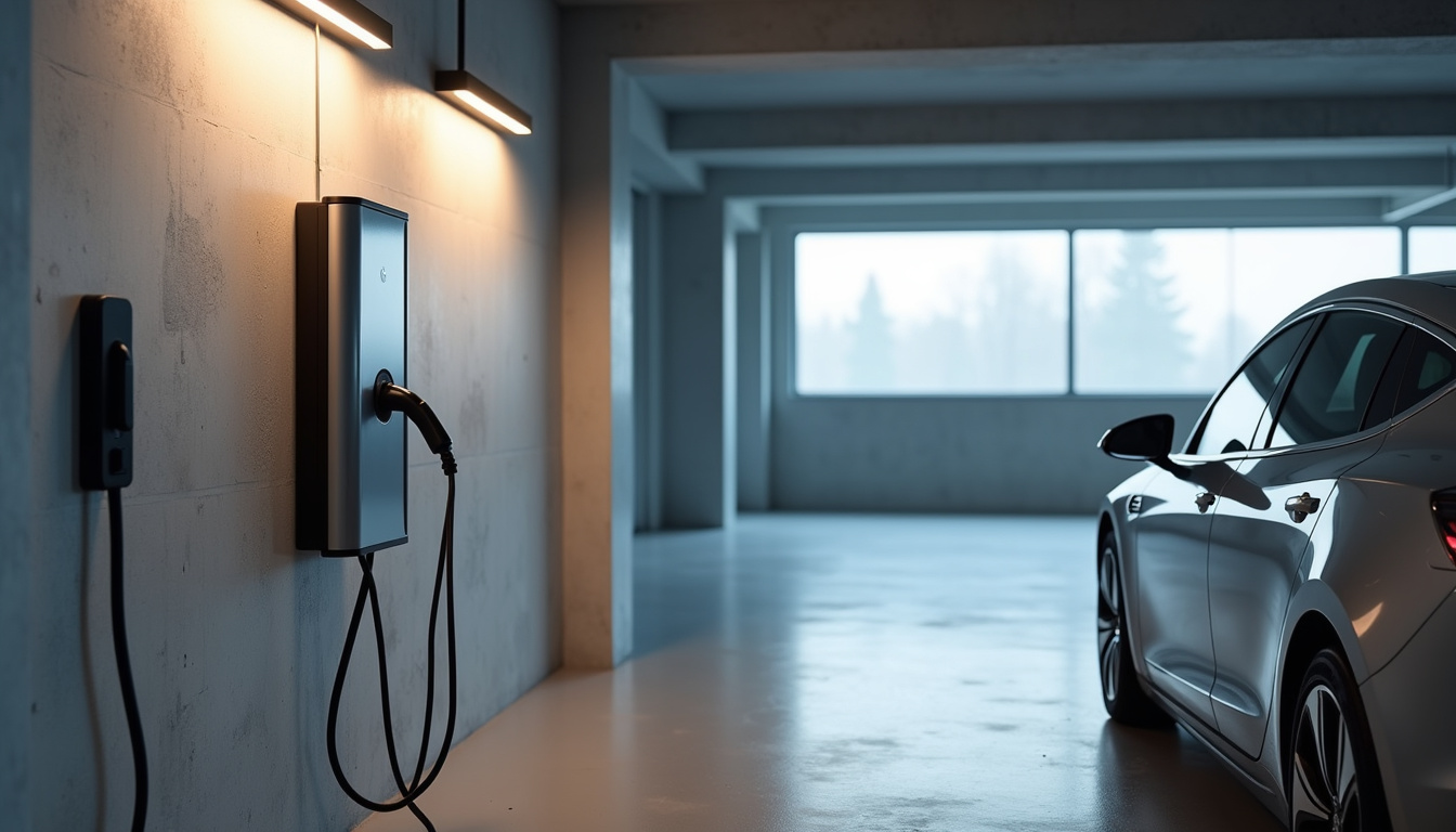 Borne de recharge installée dans un parking de copropriété à Berre-les-Alpes