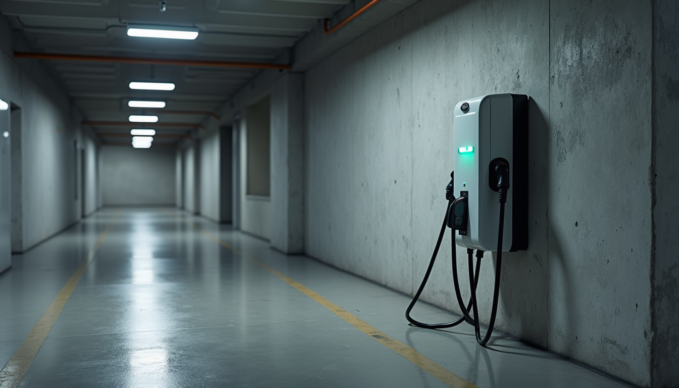 Borne de recharge installée dans un parking de copropriété à Pins-Justaret