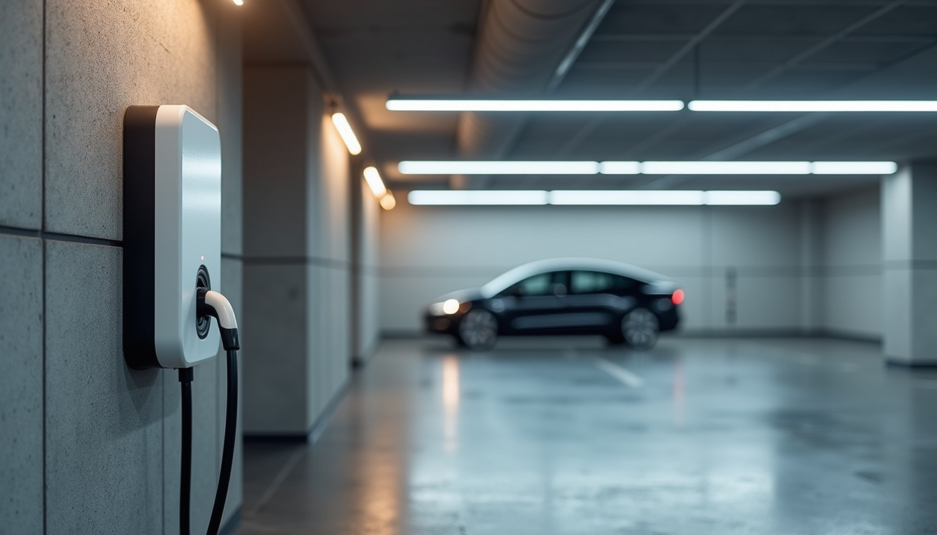 Borne de recharge installée dans un parking de copropriété à Roulans