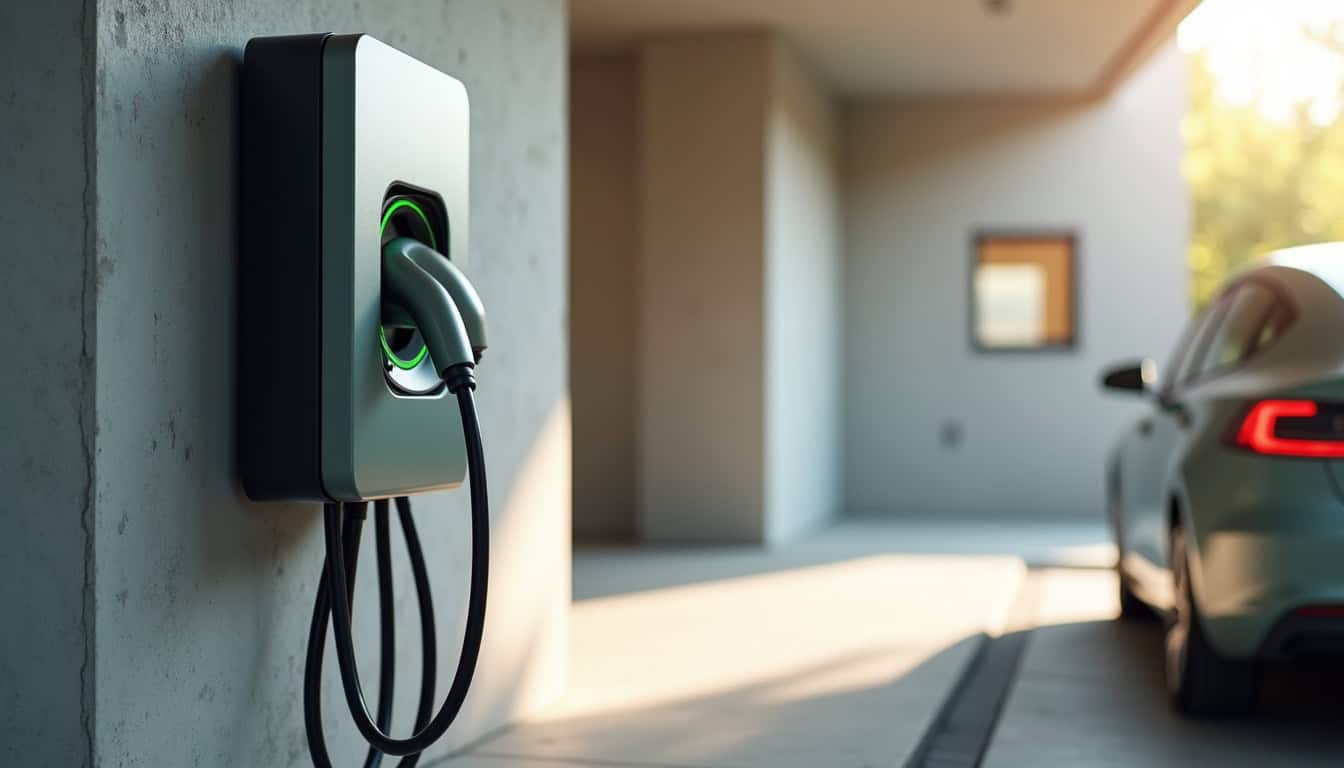 Borne de recharge installée dans un parking de copropriété à Salon-de-Provence