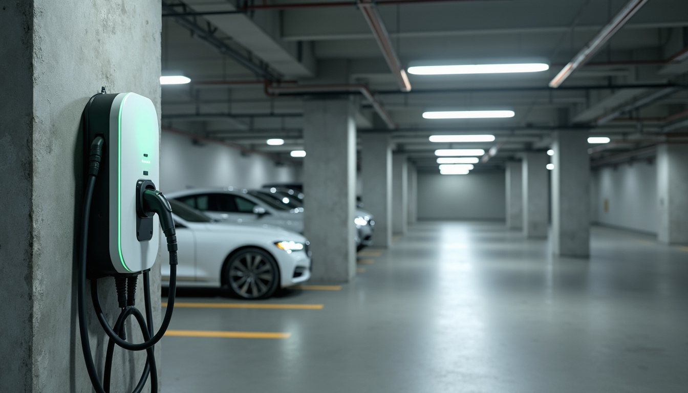 Borne de recharge installée dans un parking d'entreprise à Attichy
