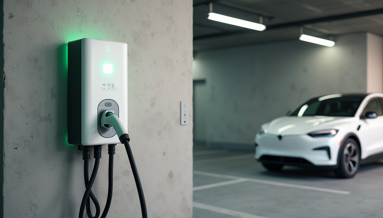 Borne de recharge installée dans un parking d'immeuble à Aramon