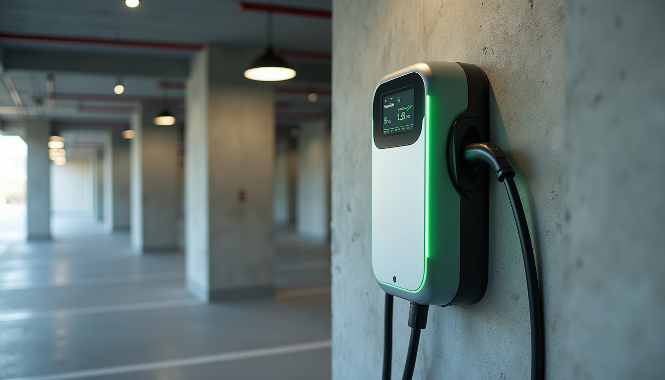 Borne de recharge installée dans un parking d'une copropriété à Miserey-Salines