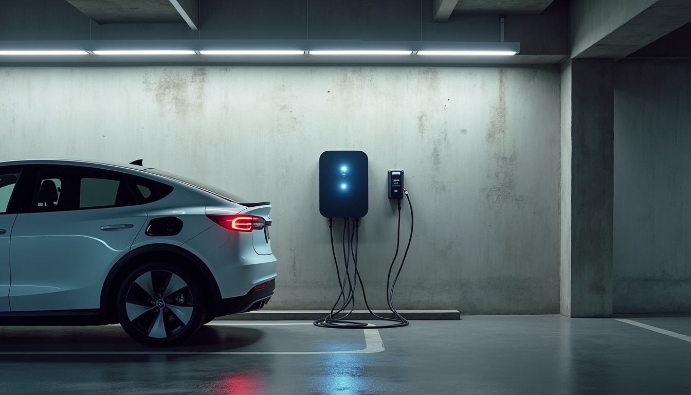 Borne de recharge installée dans un parking souterrain de copropriété à Argenteuil