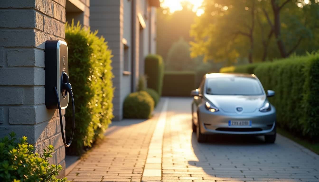 Borne de recharge installée dans une allée de copropriété à La Mothe-Saint-Héray