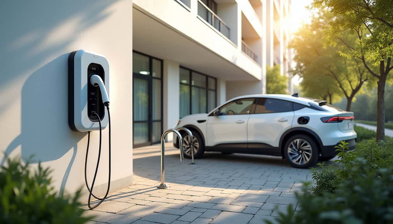Borne de recharge installée dans une entreprise à Bellevigne-en-Layon
