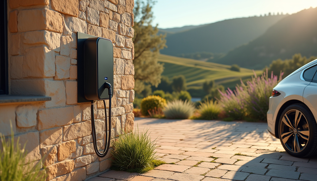 Borne de recharge installée devant une maison individuelle à Blausasc